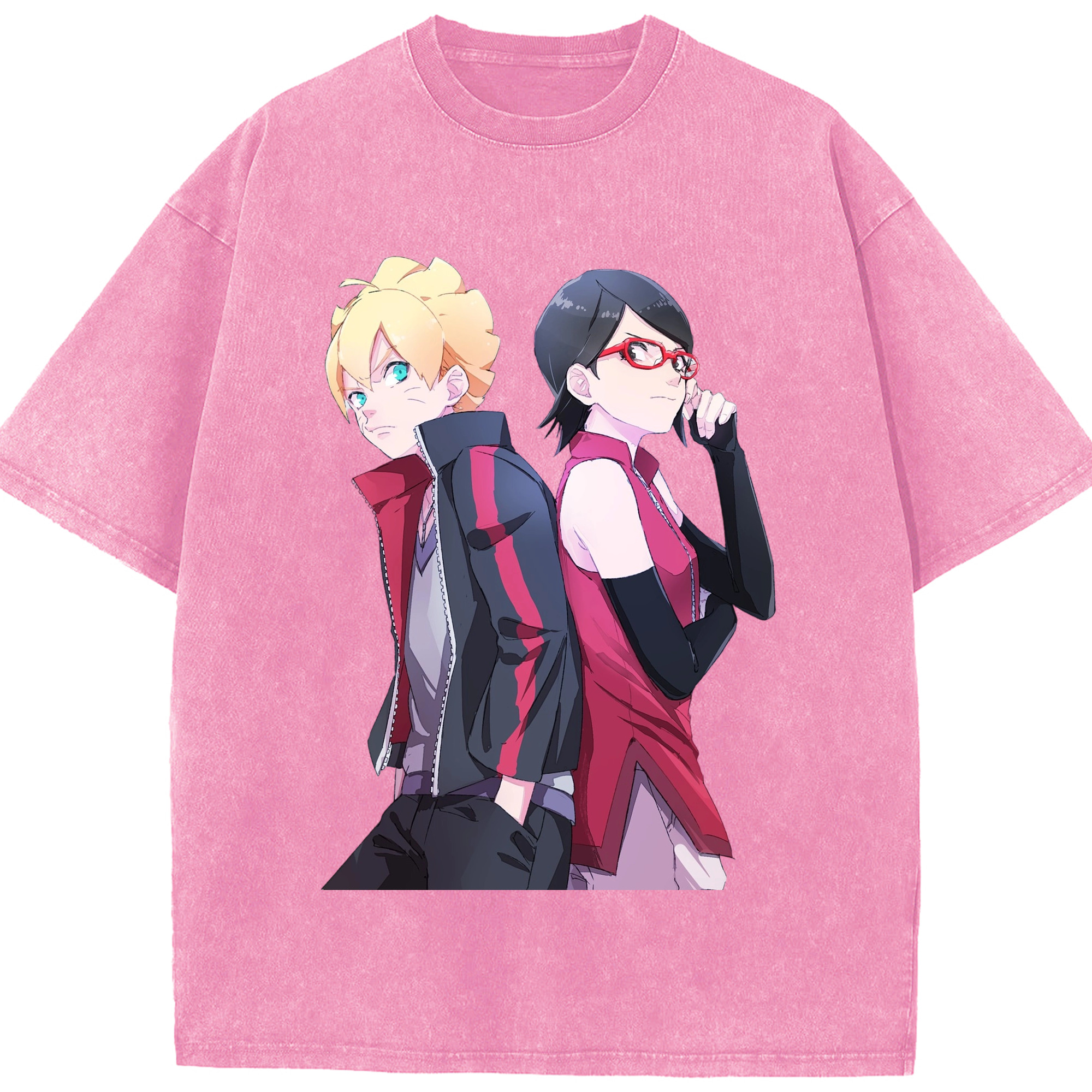 （画像用） NARUTO -ナルト- うちは サラダ Uchiha Sarada 綿100% ヴィンテージ風 半袖Tシャツ（フロントプリント）